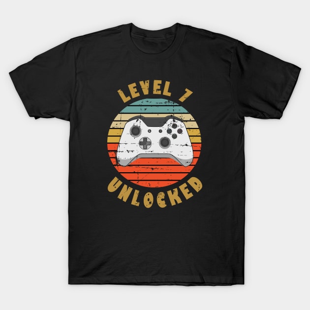 Level 7 Unlocked 7th Anniversary Gift For Husband or Boyfriend T-Shirt by RW